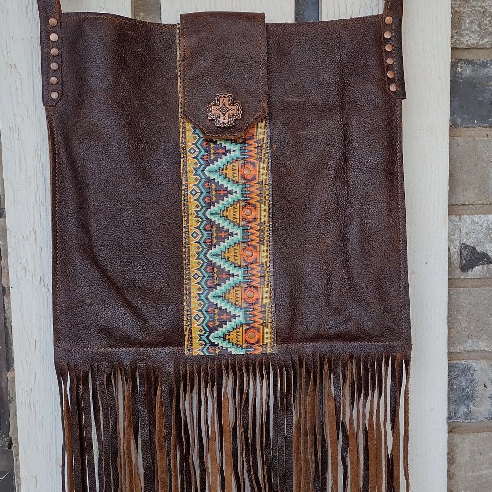 Custom Leather Crossbody Purse with Fringe